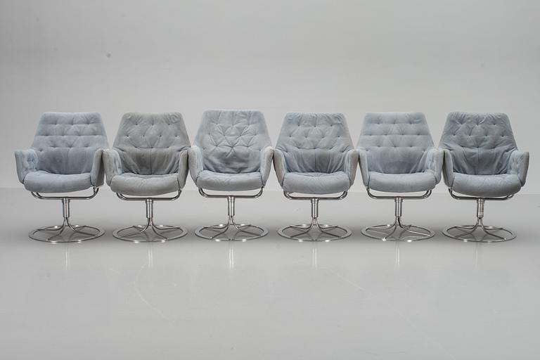 FÅTÖLJER 6 st, design Bruno Mathsson för Dux "Master".