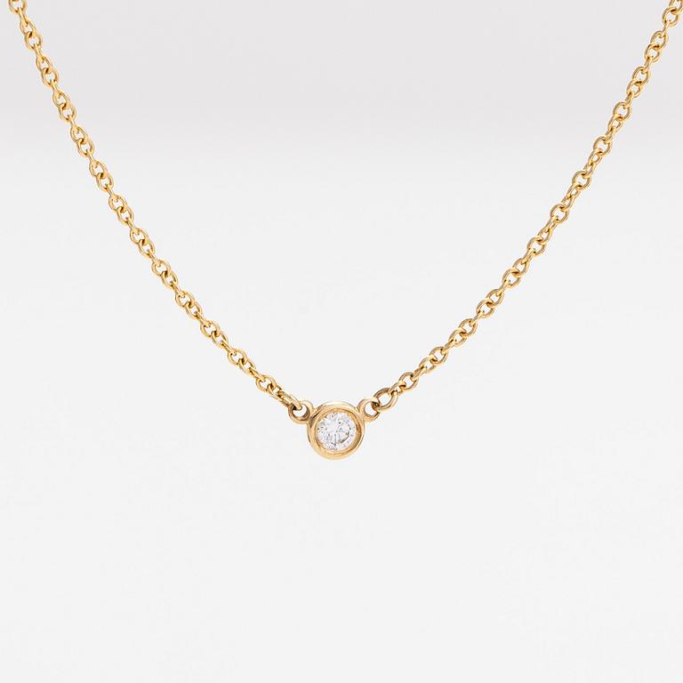 Tiffany & Co, Elsa Peretti, halsband, 18K guld och diamant ca 0.05 ct.