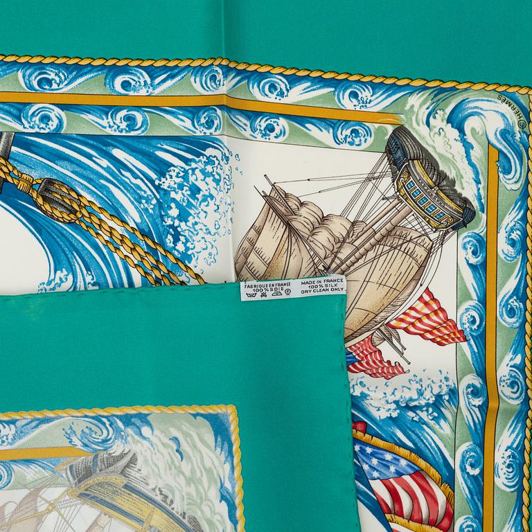 Hermès, two twill silk scarves.