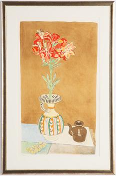 Hilding Linnqvist, Still life with red lily.