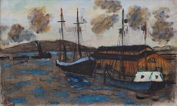 598. Ragnar Sandberg, Fishing boats in the harbour.