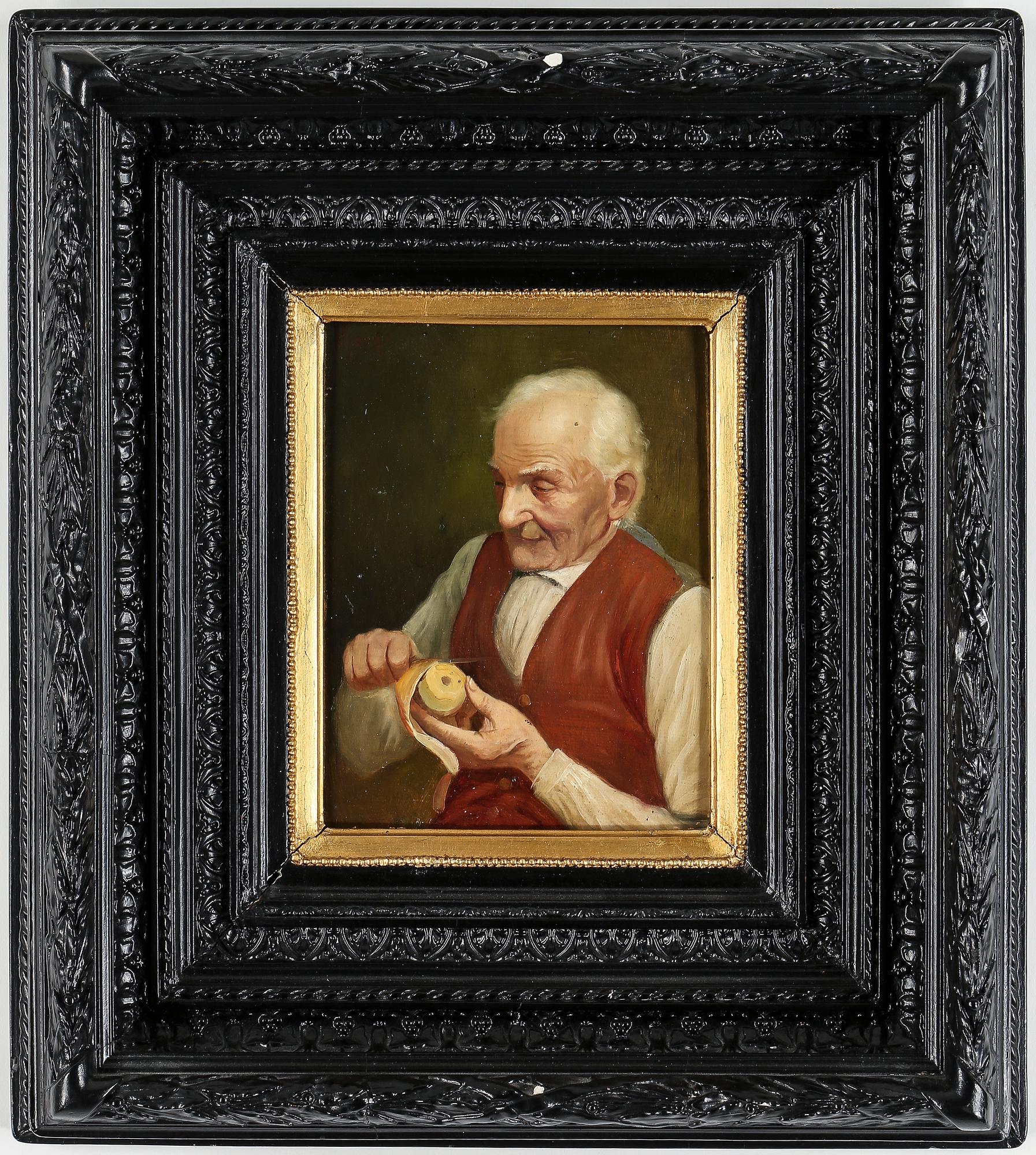 OKÄND KONSTNÄR, olja på pannå. Tyskland/Schweiz, 1800-talets slut. Otydligt signerad.