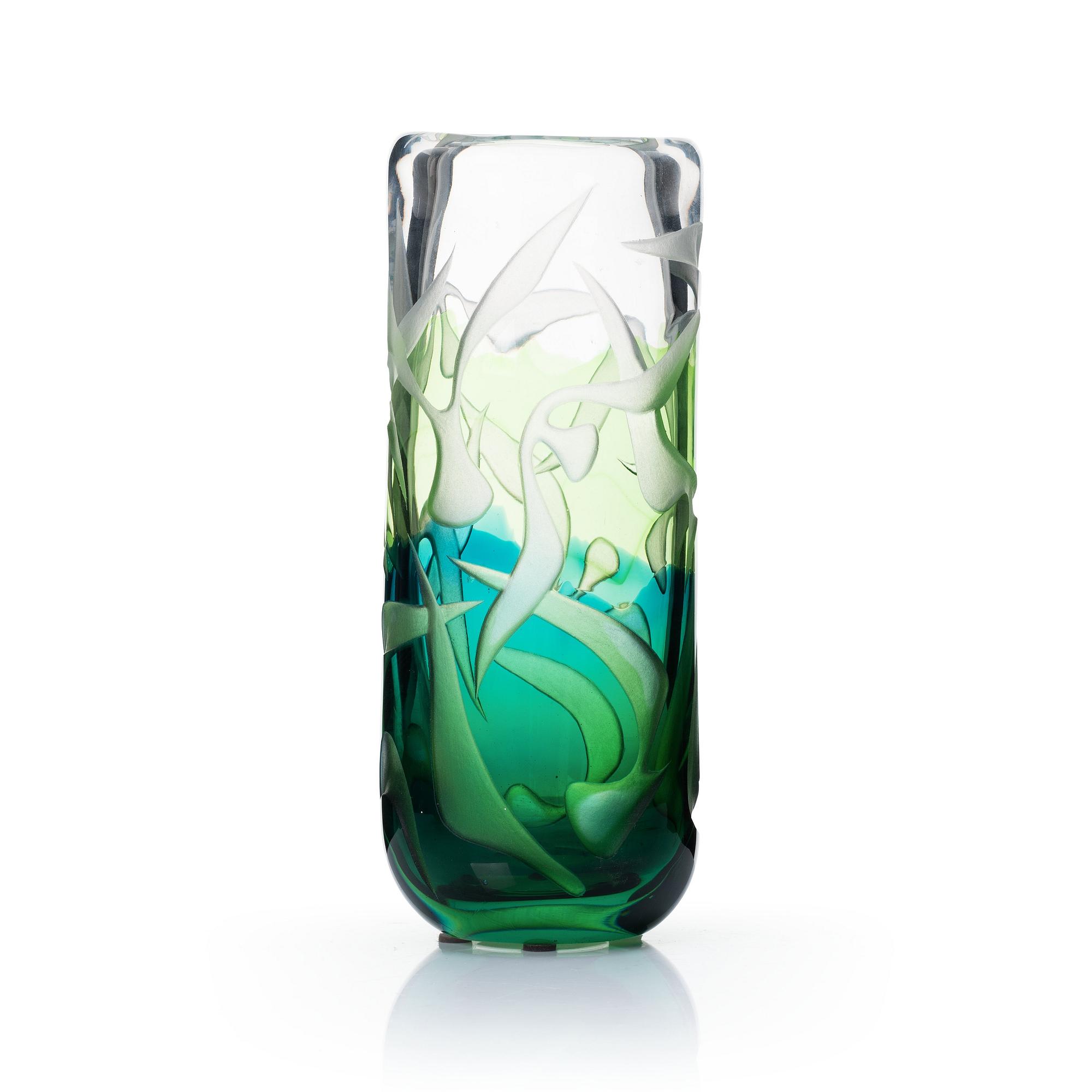 Vicke Lindstrand, a unique blasted glass vase, Kosta, Sweden 1950-60-s.