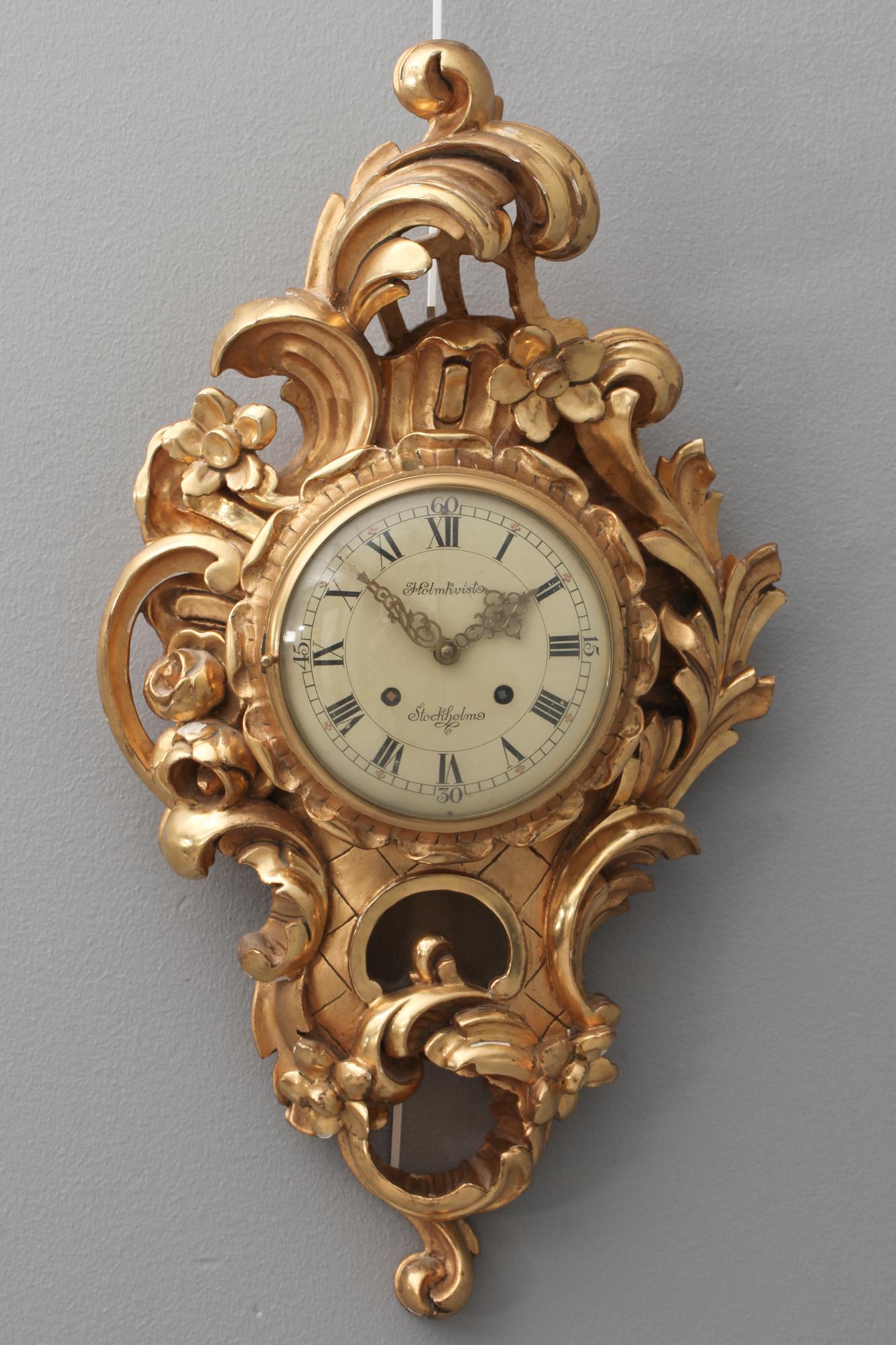 VÄGGPENDYL, rokokostil, Holmqvist, Stockholm, 1900-talets första hälft.