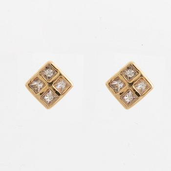 Princess cut diamond earrings.