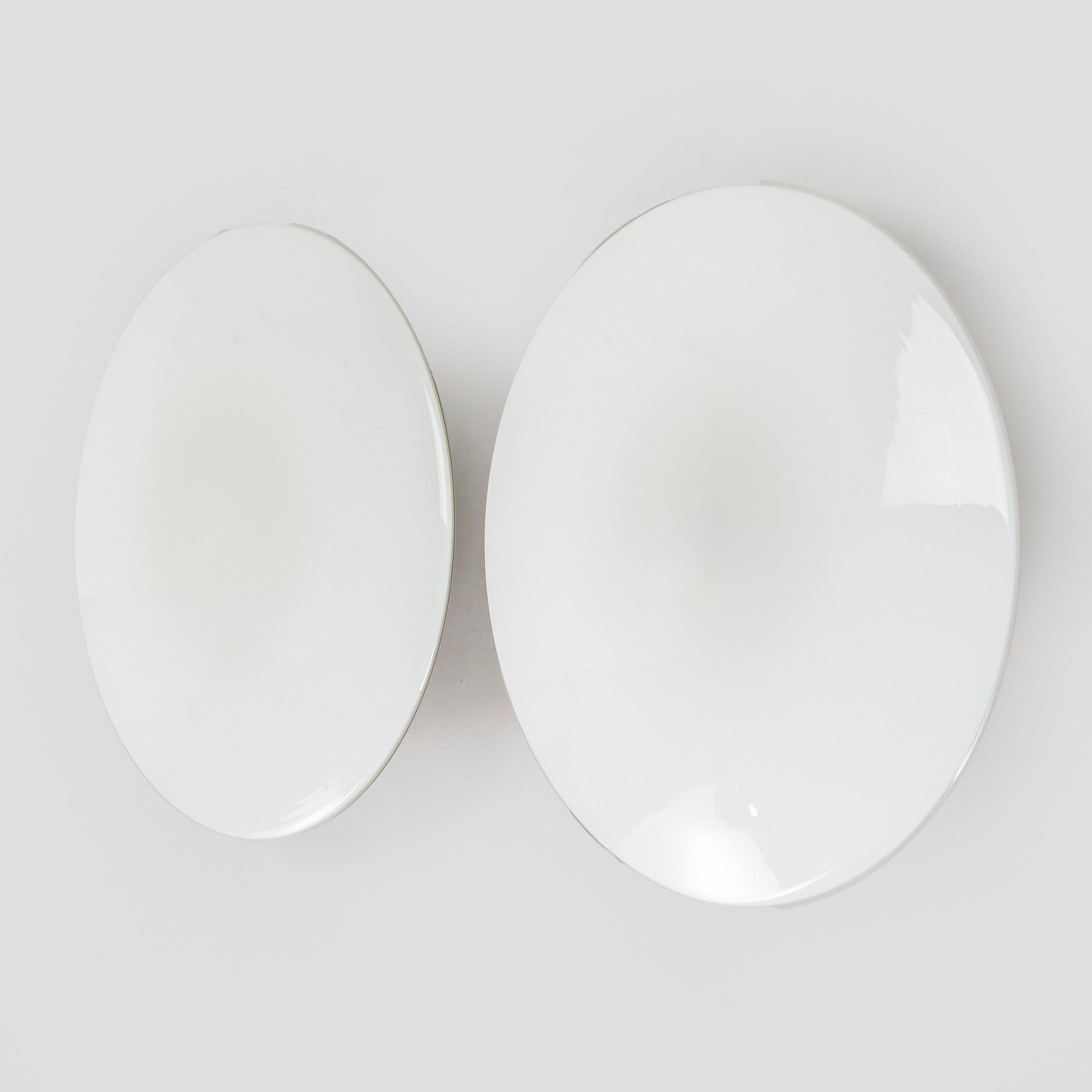 Arne Jacobsen, ceiling lamps/wall lamps, a pair, "AJ-Eklipta", Louis Poulsen, Denmark.