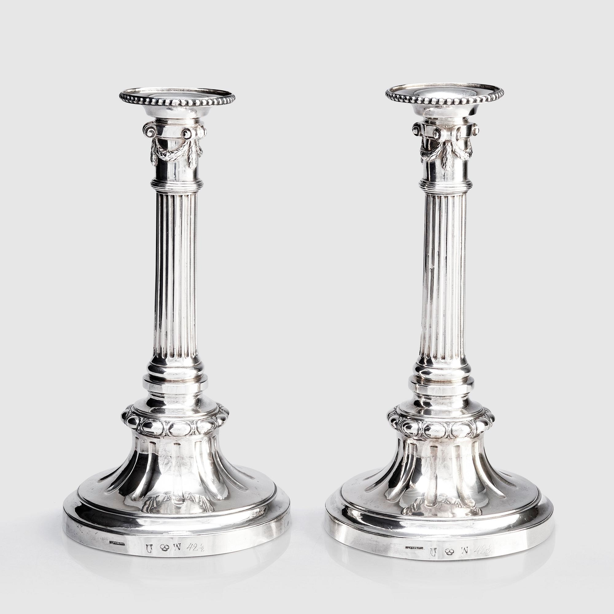 Pehr Zethelius, ljusstakar, ett par, silver, Stockholm 1779. Gustavianska.