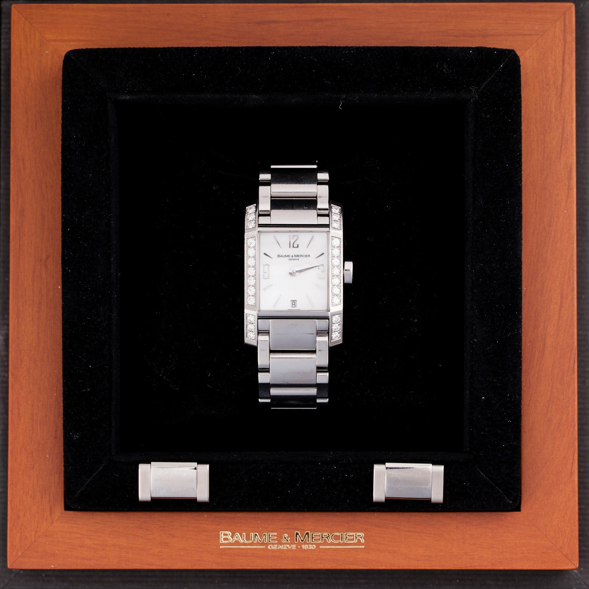 ARMBANDSUR, dam, Baume & Mercier Hampton, stål, pärlemor urtavla, 26 diamanter. 2008.