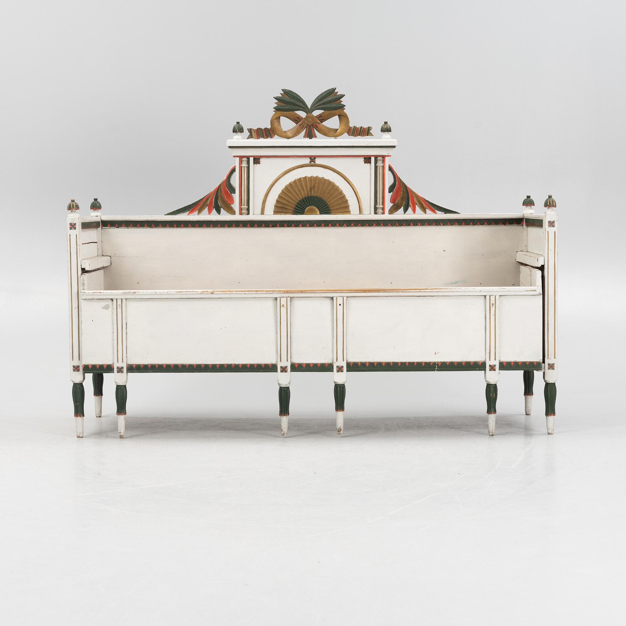 Soffa/ utdragssoffa, gustaviansk, Ångermanland, 1800-talets början.