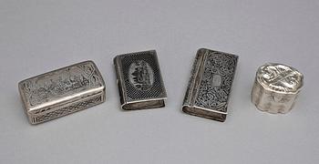 DOSOR,4 st, silver, bla Ryssland, 1800/1900-tal. Totalvikt 170 g.