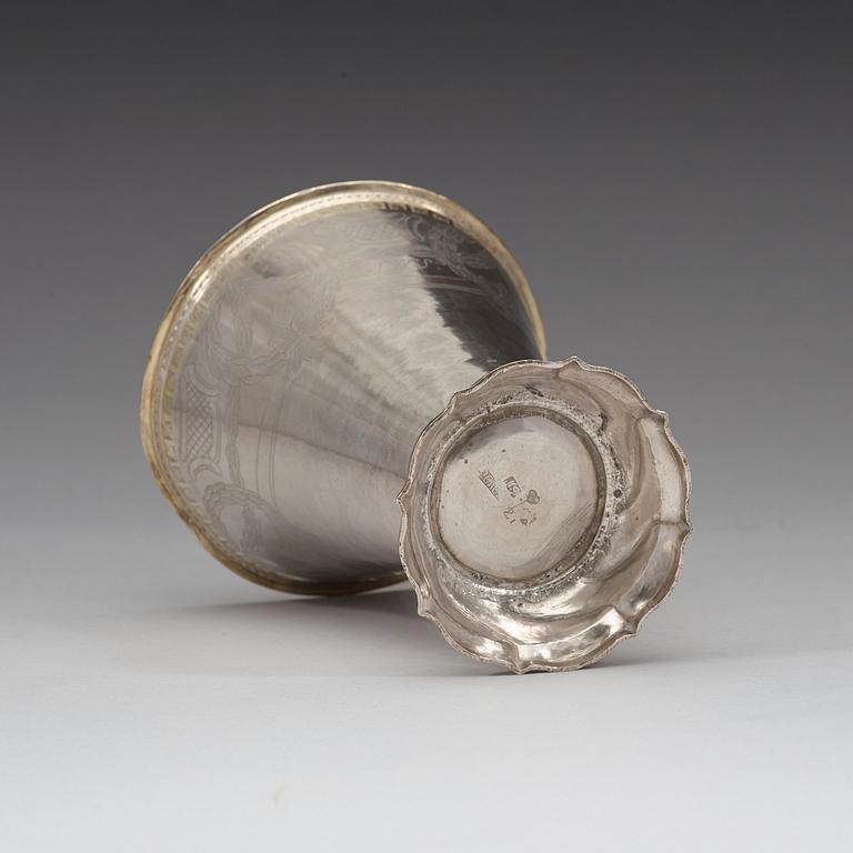 A Swedish 18th century parcel-gilt beaker, marks of Nils Grubb and Olof Grubb, Hudiksvall 1791.