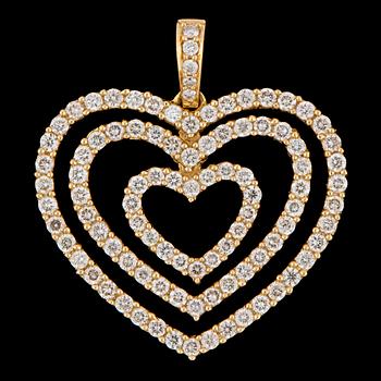 781. A brilliant cut diamond heart pendant, tot. 1.13 cts.