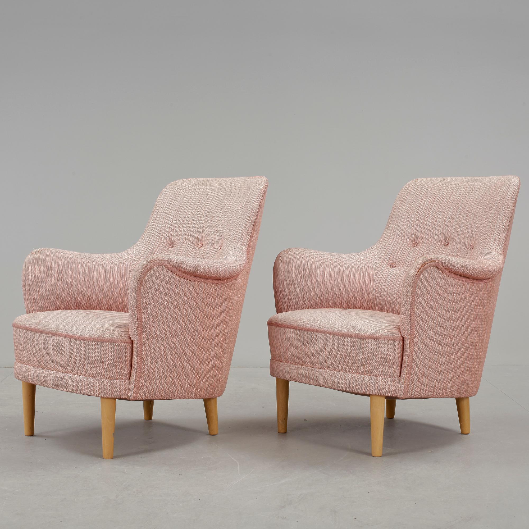 FÅTÖLJER, ett par, "Samsas", Carl Malmsten, OH Sjögren, Tranås, 1900-talets andra hälft.