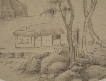 Unidentified artist, Two landscape paintings, China, 20th century.