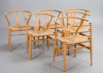 STOLAR, 6 st,"Y-stolen", Hans J Wegner för Carl Hansen o söner, etikettmärkta.