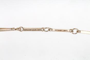 Wiwen Nilsson, pendant on chain, sterling silver, two rock crystal sapprox 15 x 15 mm each, Lund 1945.