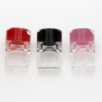 Siv Lagerström, three acrylic plastic rings, 1970s.