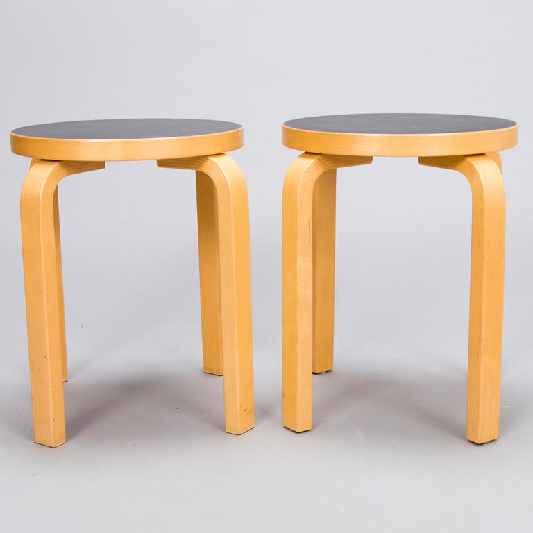 ALVAR AALTO Set of Three 1990s E60 Stools by Artek.