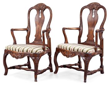 512. A pair of Swedish Rococo armchairs.