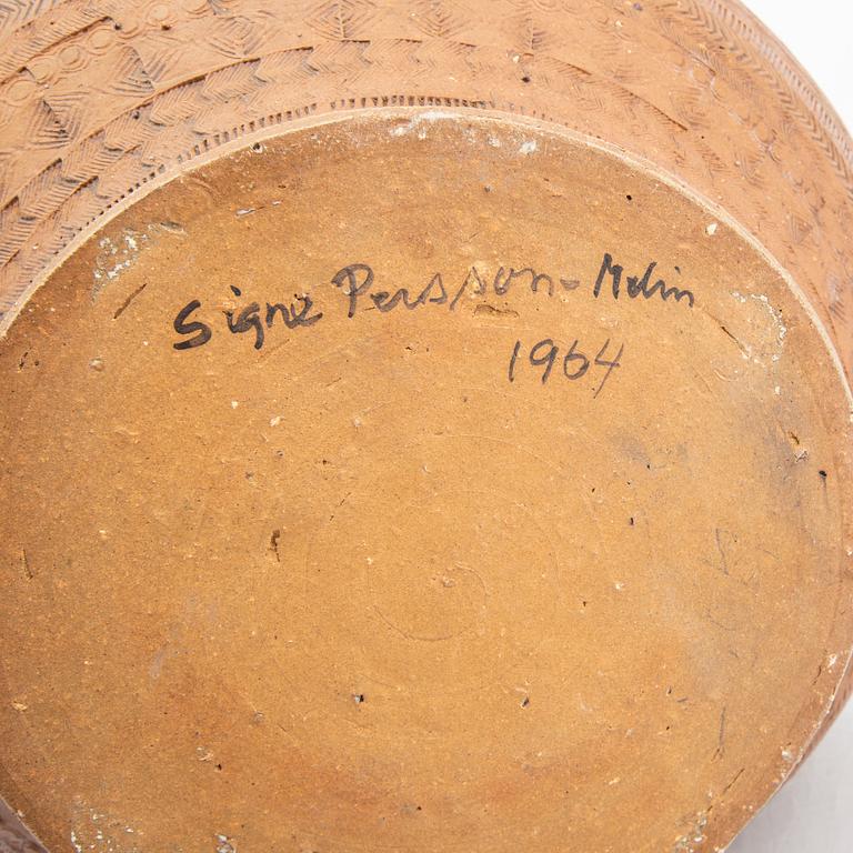 Signe Persson-Melin, urna signerad och daterad 1964 delvis glaserat stengods.