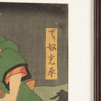 Utagawa Kunisada, "Yakusha-e" (Kabuki actor and a Giant rat).