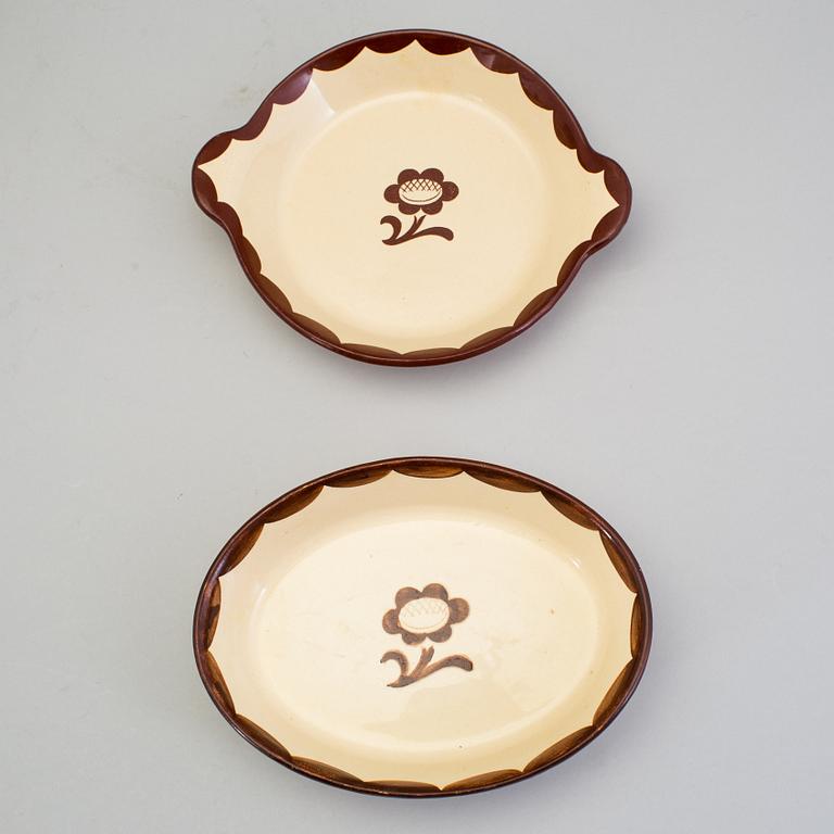 WILHELM KÅGE, servisdelar, 4 st, flintgods, "Pyro brun", Gustavsberg, i produktion 1929-55.