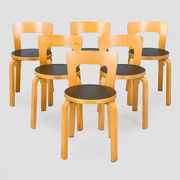 Alvar Aalto, tuoleja 6 kpl, malli 66, Artek, 1900-luvun loppu.