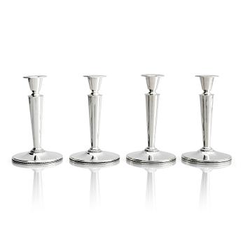 356. Eric Råström, four silver candlesticks, company CG Råström, Stockholm, Sweden 1965-1973.