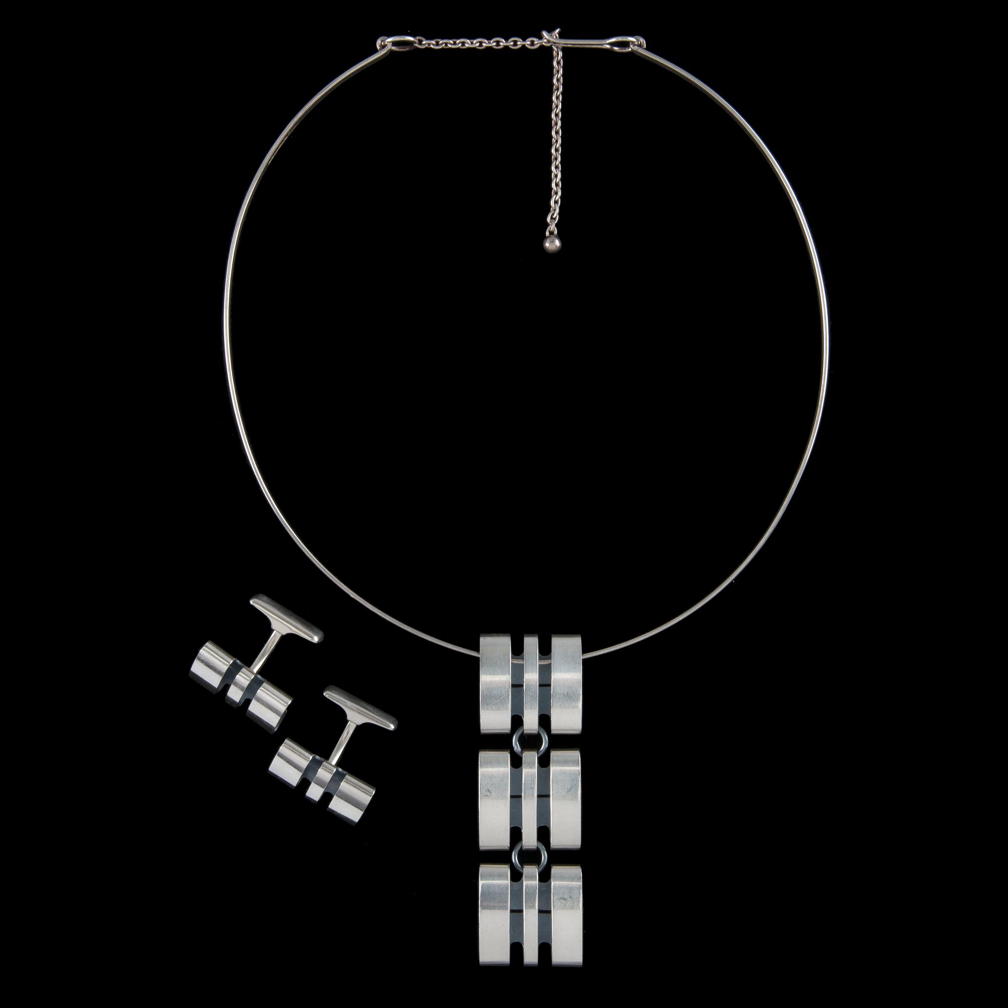Elis Kauppi, HALSSMYCKE OCH MANCHETTKNAPPAR, silver, Kupittaan Kulta 1968.