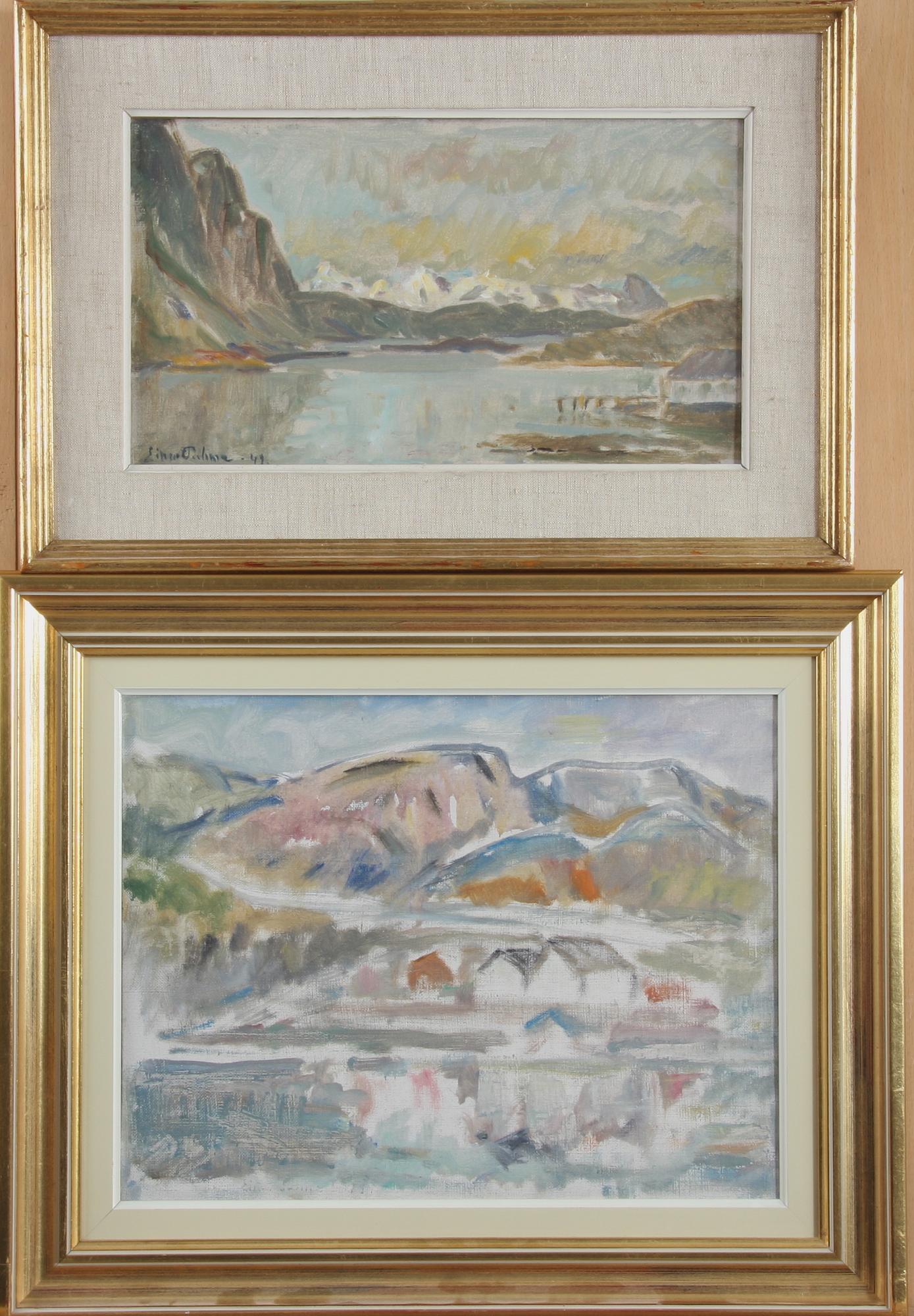 PALME, EINAR. Olja på duk, 2 st, sign, en dat -49.