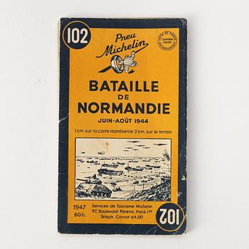 A 'Bataille de Normandie Juin - Août 1944' map, Pneu Michelin, France, 1947.
