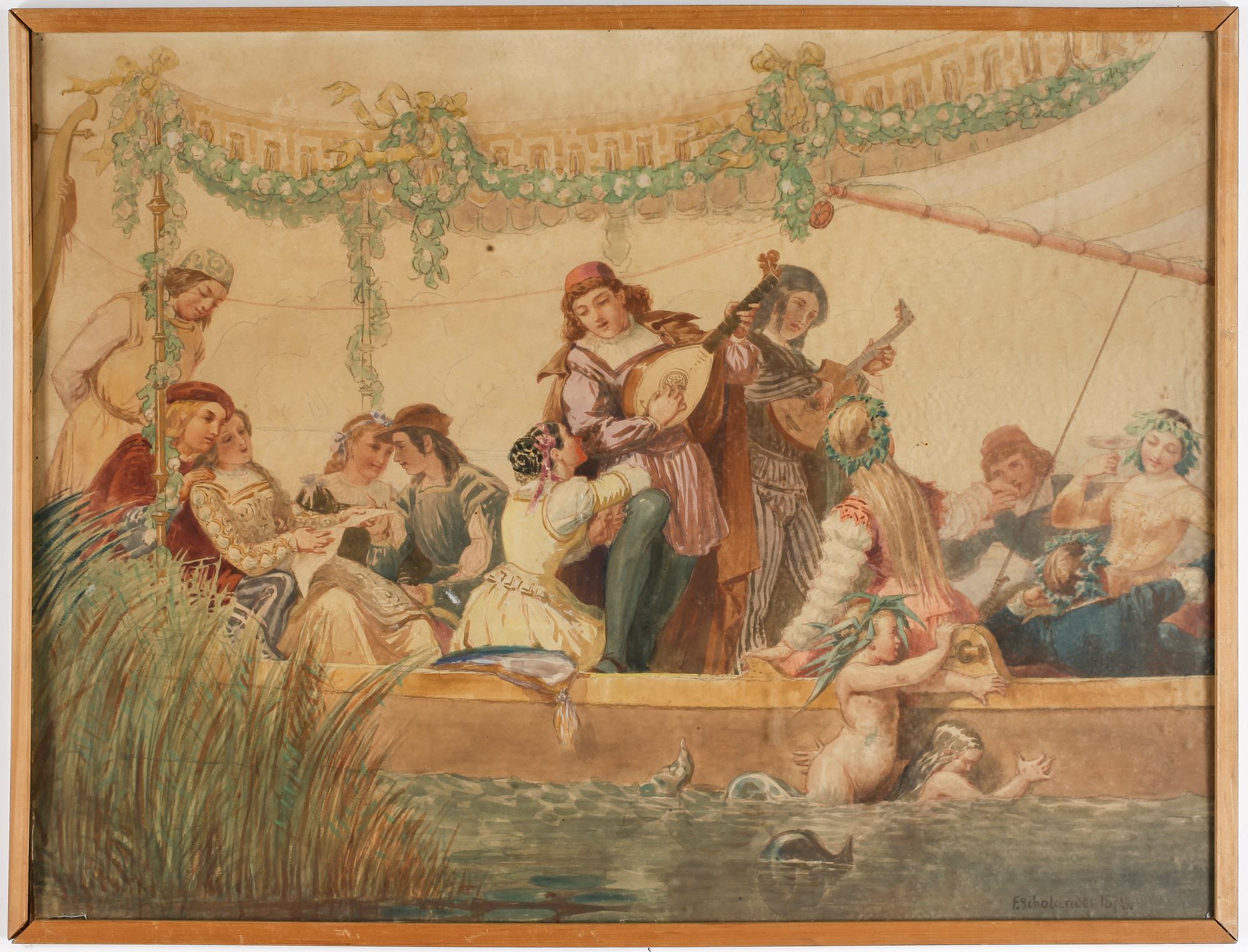 FREDRIK WILHELM SCHOLANDER, blandteknik, signerad, daterad 1878.