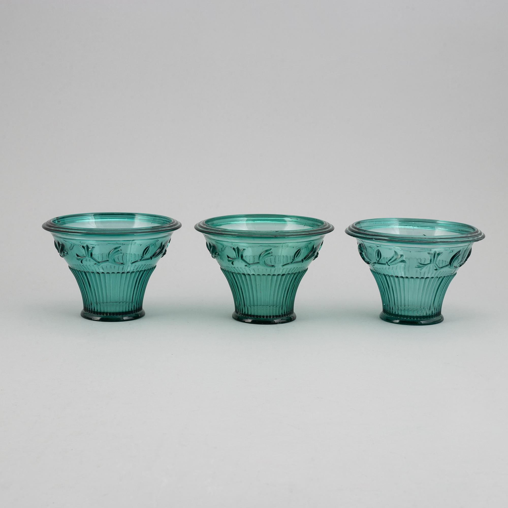 Simon Gate, 3 vases, Orrefors c. 1930.