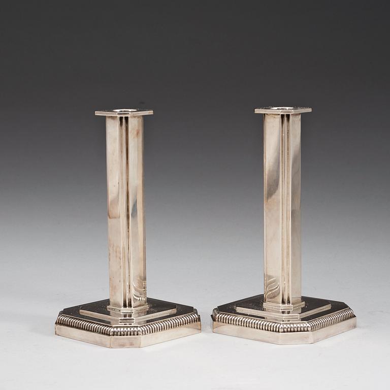 A pair of W.A Bolin silver candlesticks, Stockholm 1949.