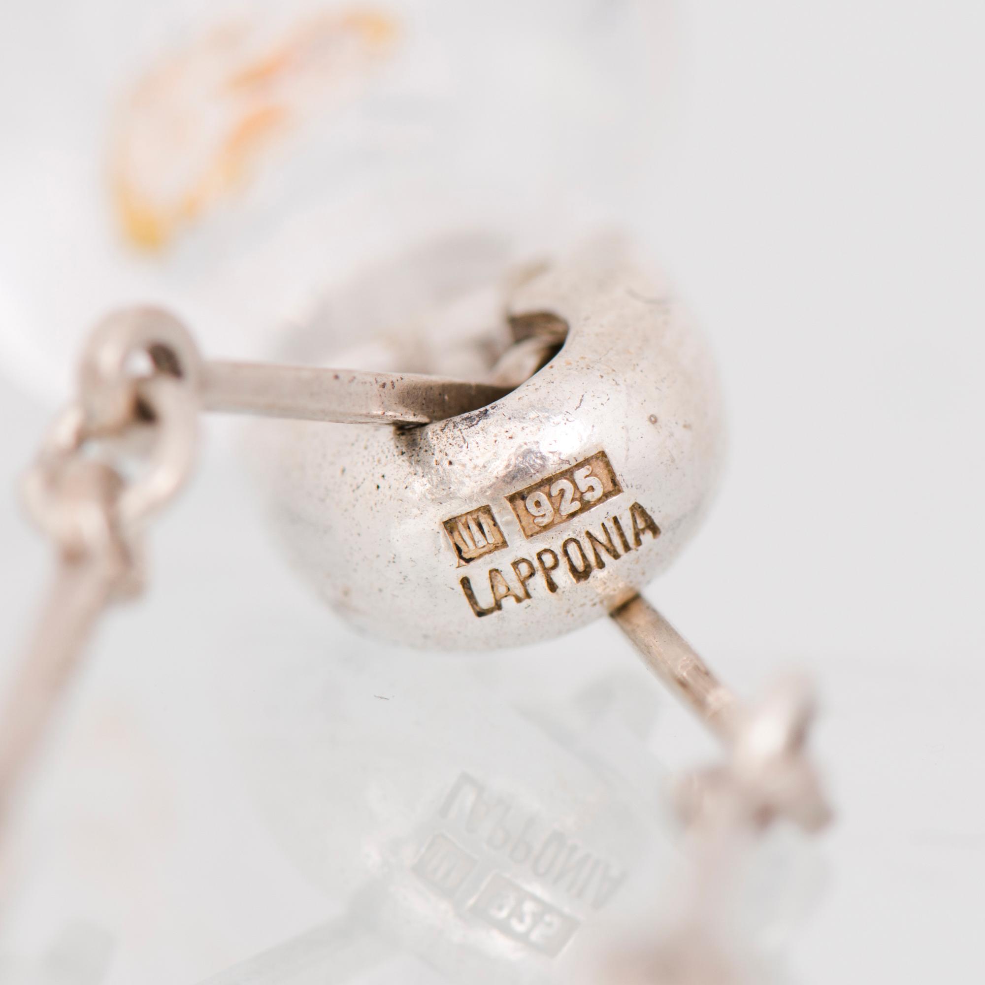 BJÖRN WECKSTRÖM, HALSSMYCKE, "Akryylihippu", silver, guld nugget, akryl. Lapponia 1980s.