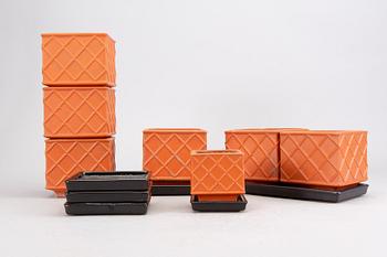 Wilhelm Kåge, a set of seven Planta flower pots Gustavsberg 1950s.