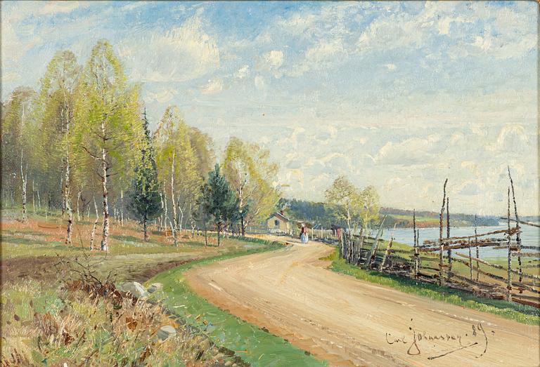 Carl Johansson, Spring Landscape with Wandering Figure.