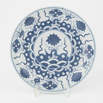 13 blue and white porcelain dishes, China, late Qingdynasty.