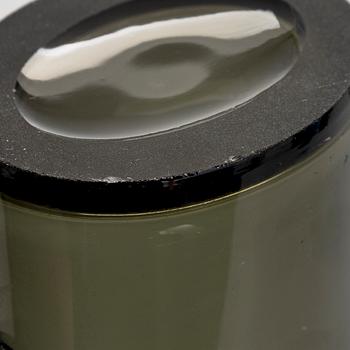 Kaj Franck, Drinking glasses, 18 pcs, 1725, "Trumpetti", and a jug, model 5605. Nuutajärvi Notsjö, Finland. 1960s.