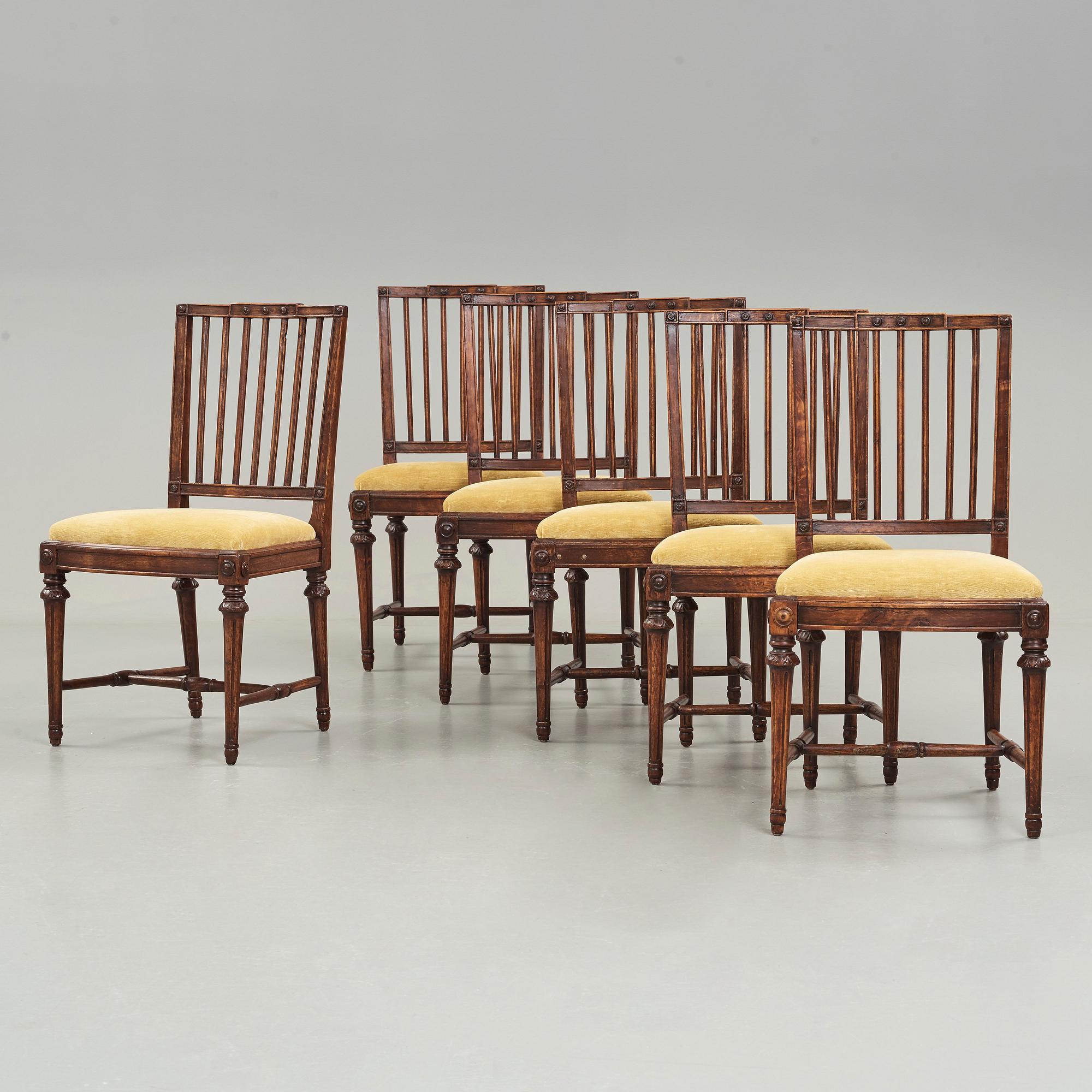 Six Gustavian chairs by Johan Erik Höglander (master in Stockholm 1777).