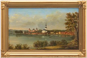 Johan Robert Nilsson, View towards Mariefred with the church and Gripsholm Castle.