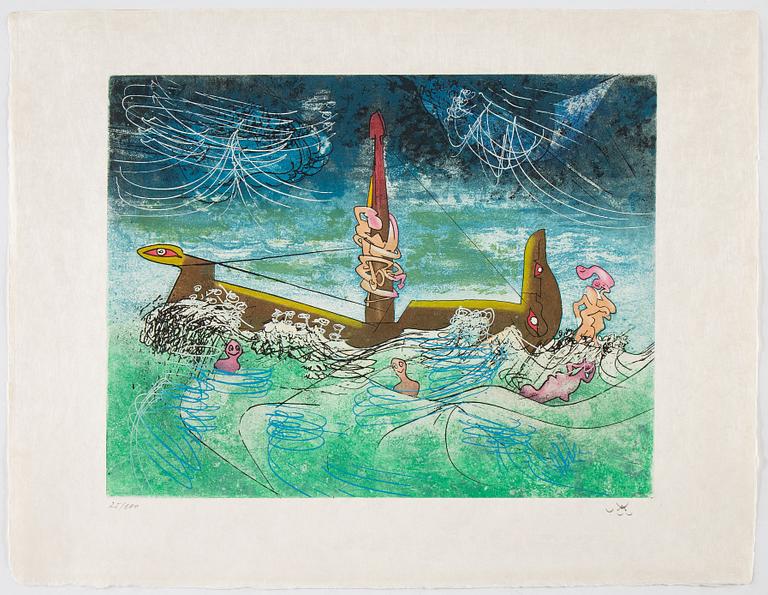 Roberto Matta, mapp med 10 akvatintetsningar, 1975, samtliga signerade med blyerts 25/100,