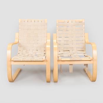 Alvar Aalto, fåtöljer, ett par, modell 406 för Artek 1900-talets slut.