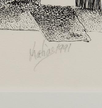 MATIAS (MATIAS VÄLINEN), värilitografiat, 2 kpl, signeeratut, päivätyt 1991 sekä numeroidut 85/90 ja 18/20.