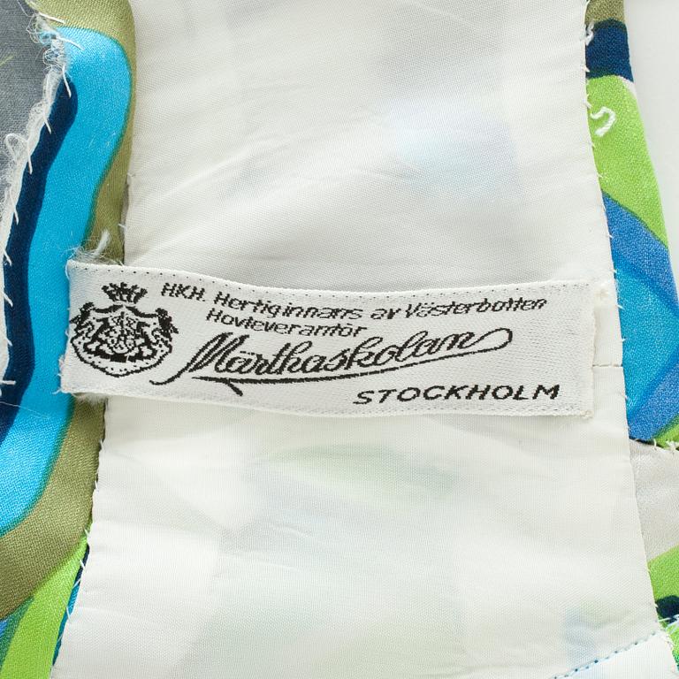 MÄRTHASKOLAN, a silk printed jumpsuit from the 1960s.