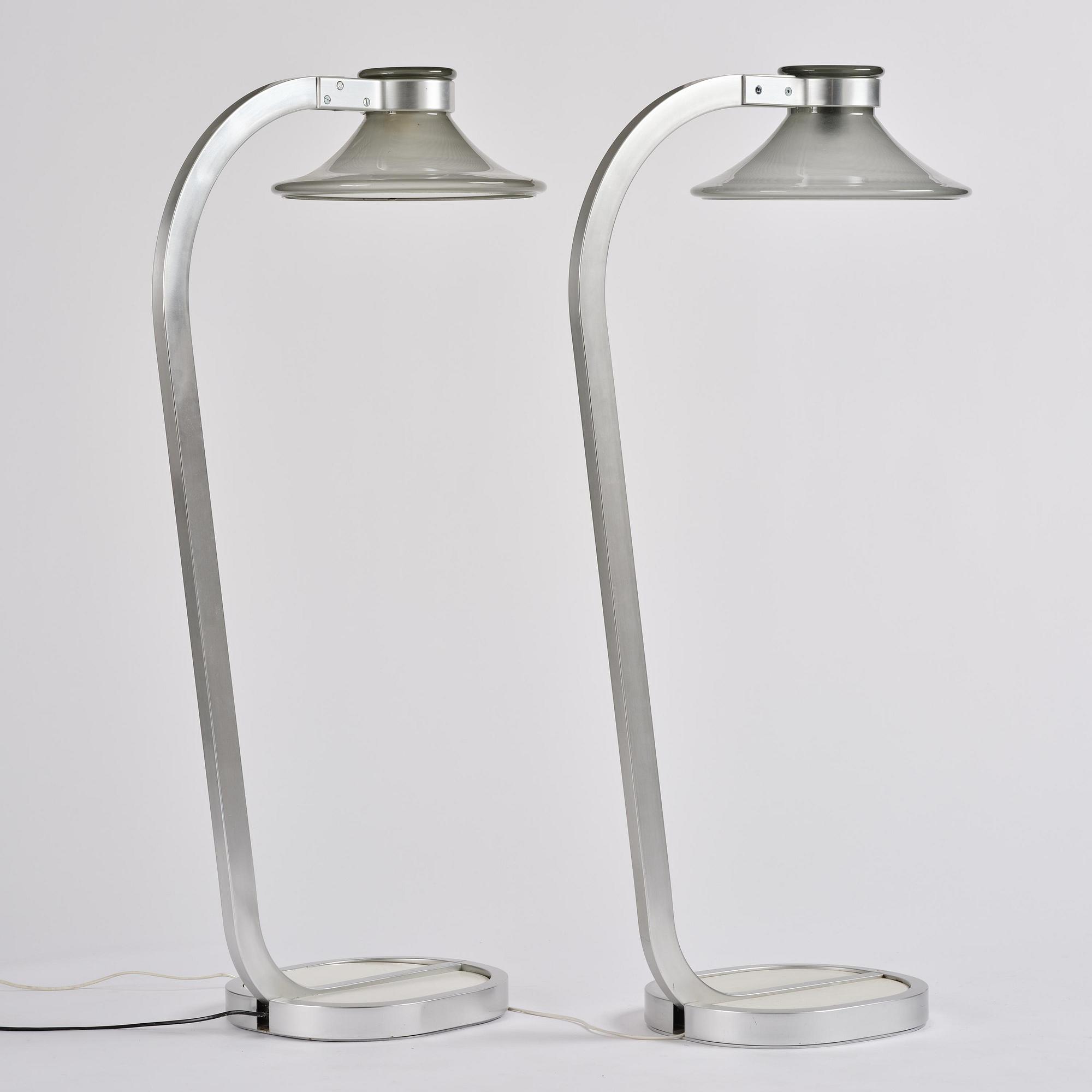 Jan Ekselius, a pair of "Accent" floor lamps, Orrefors, 1970s.
