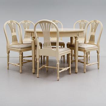 MATSALSGRUPP, 7 delar, gustaviansk stil, 1900-talets andra hälft.