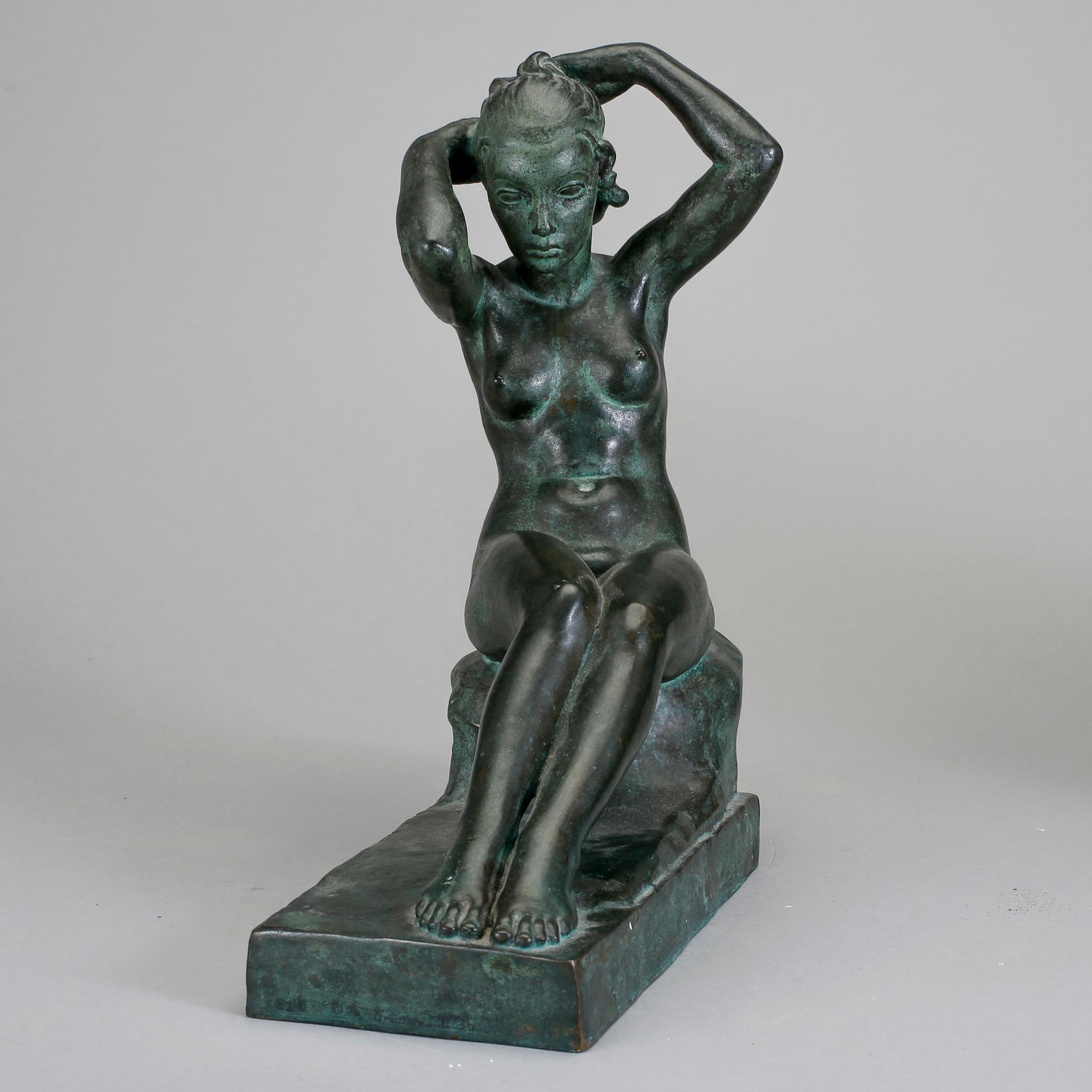 CARIN NILSON, sannolikt, skulptur, brons, otydligt signerad, gjutarstämplar Herman Bergman Fud, 1910-20-tal.