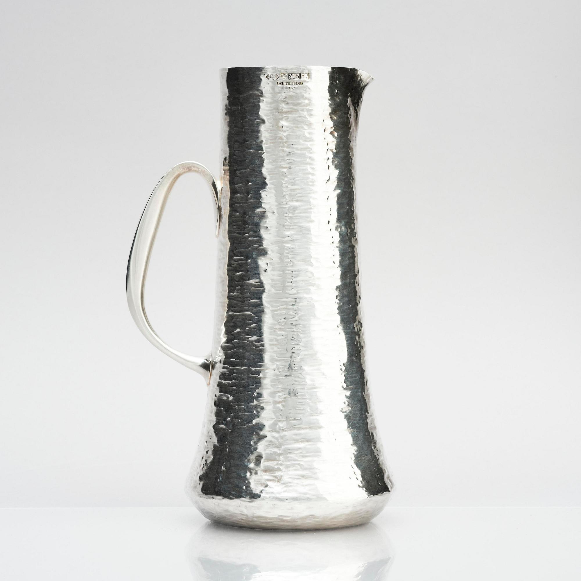 Tapio Wirkkala, a silver pitcher with six beakers, Kultakeskus, Tavastehus Finland 1970-80's.