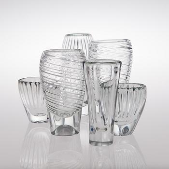 TAPIO WIRKKALA, VASES, 6 pcs, Löytö-series. 1950s.